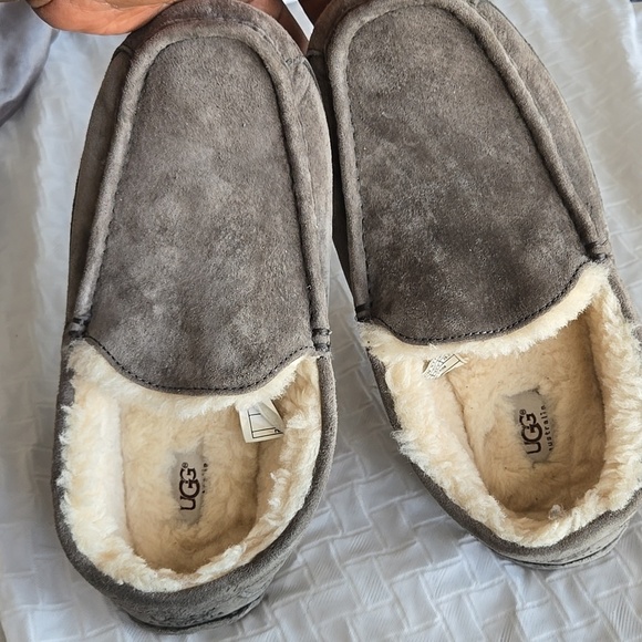 Men UGG Grey Suede LEATHER Loafers Comfort Cozy Loafers Shoes